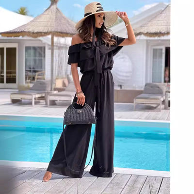 Damen Jumpsuit mit Off-Shoulder Design und weitem Bein Fudus
