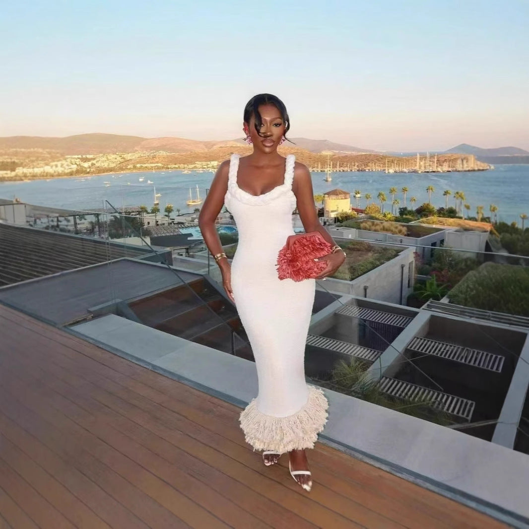 Damen Strickkleid mit dekorativem Saum Fudus