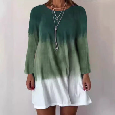 Damen Leichtes und luftiges Ombre-Kleid mit ausgestellten Ärmeln Fudus