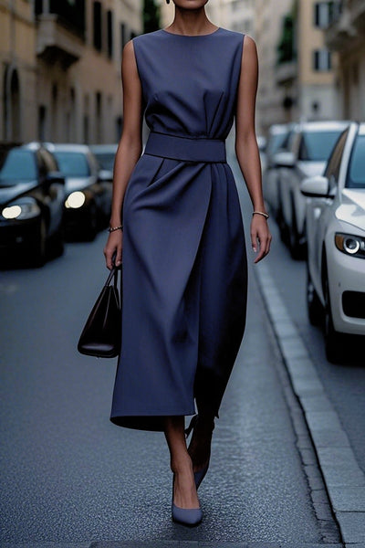Damen elegantes Maxikleid mit schlanker Silhouette und seitlichem Schlitz Fudus