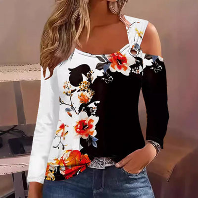 Damen Langarm-Top mit floralen Akzenten Fudus