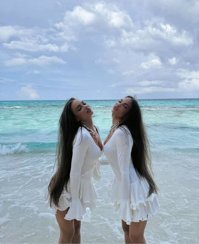 Damen Elegantes Minikleid mit Rüschen Fudus