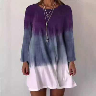 Damen Leichtes und luftiges Ombre-Kleid mit ausgestellten Ärmeln Fudus