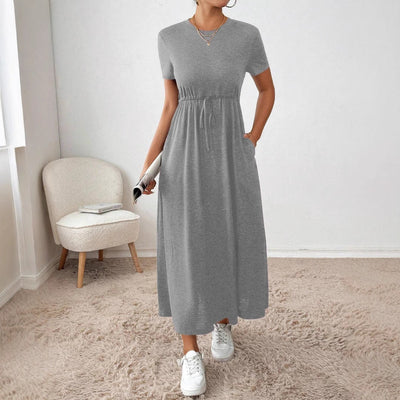 Damen Jerseykleid mit Taillenbindung Fudus