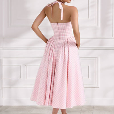 Damen Maxikleid mit V-Ausschnitt und weich fließendem Rock Fudus