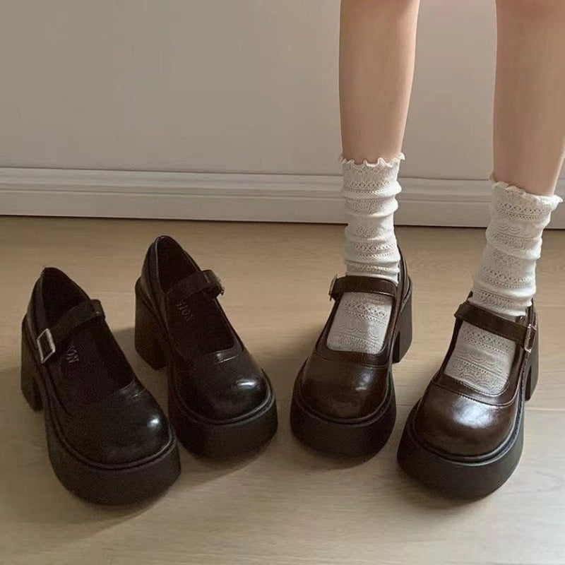 Damen Dirndl Schuhe | Plattform mit Riegelriemen