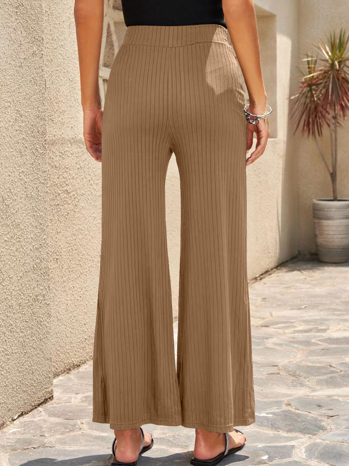 Damen Weite Plissee-Hose mit elastischem Bund Fudus