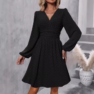 Damen Elegantes Wickelkleid mit luftigen Ärmeln Fudus