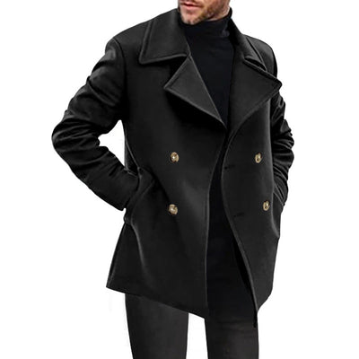 Herren eleganter Doppelreiher-Mantel mit hochwertiger Wolloberfläche Aliams