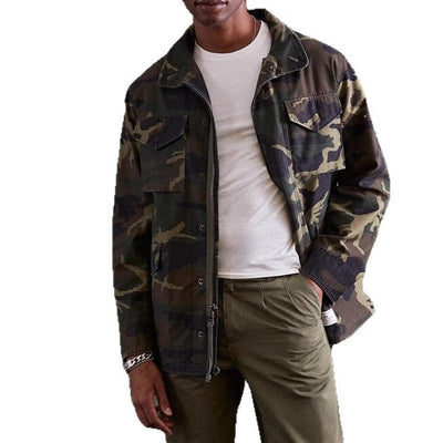 Herren lässige Utility-Jacke mit praktischen Taschen und hohem Kragen Aliams