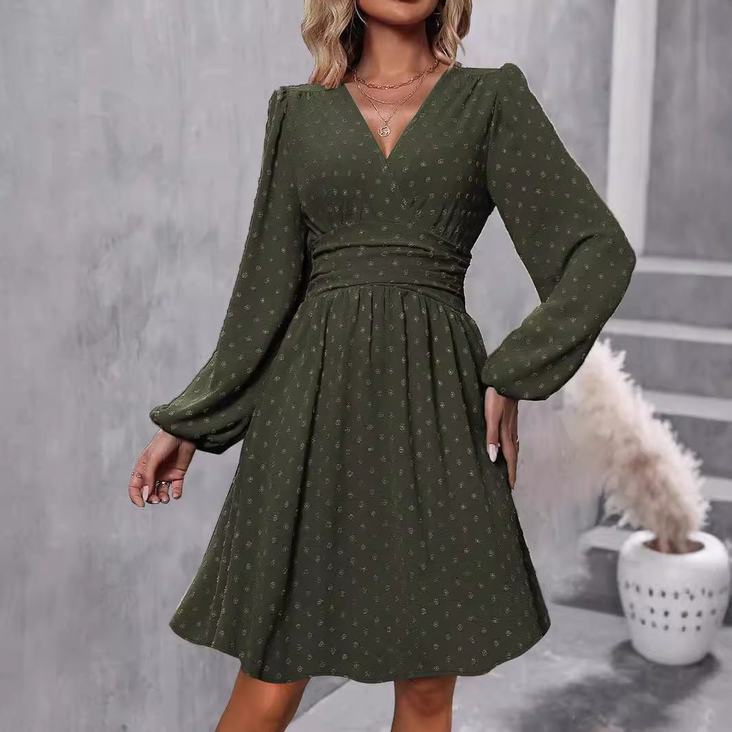 Damen Elegantes Wickelkleid mit luftigen Ärmeln Fudus