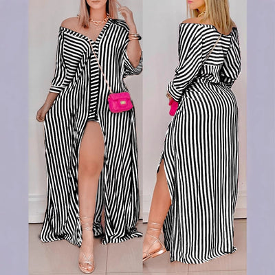 Damen Maxi-Kleid mit verspieltem Paisleymuster und raffiniertem Schlitz Fudus