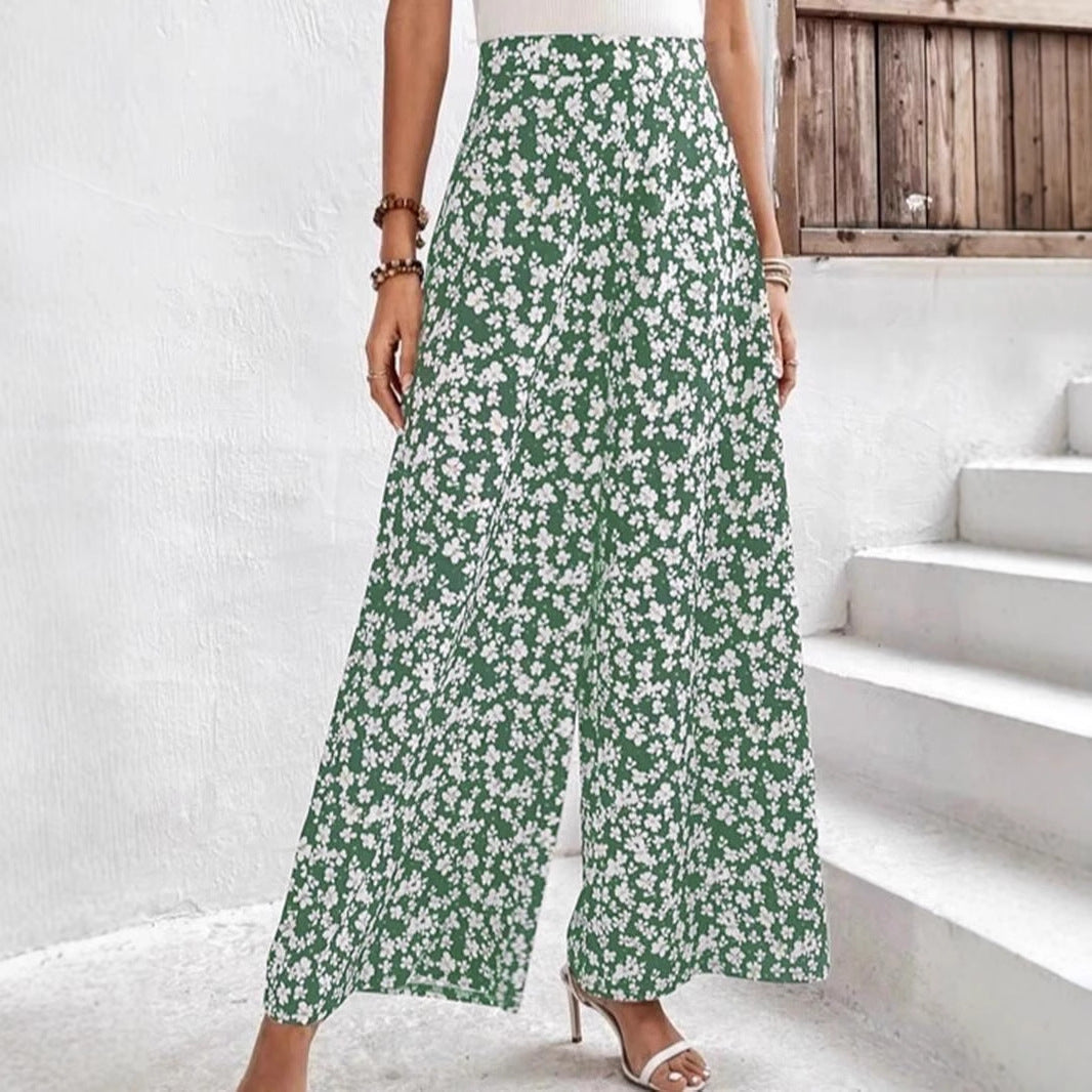 Damen weite Sommerhose mit floralem Design Fudus