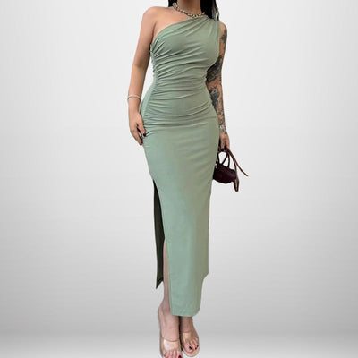 Damen asymmetrisches Cocktailkleid mit Raffung Fudus