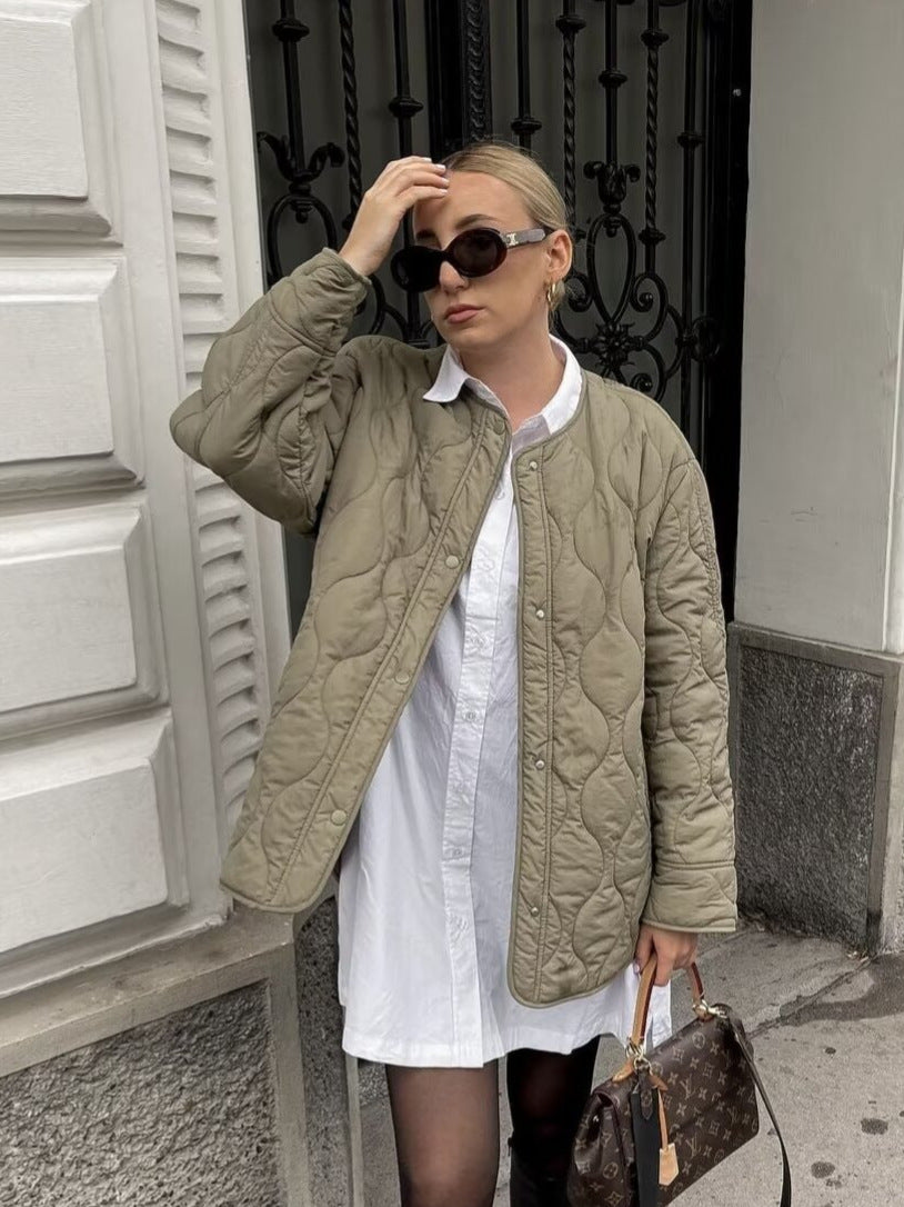 Sivya | Gestepptes Baumwolljacke Mit Rundhalsausschnitt