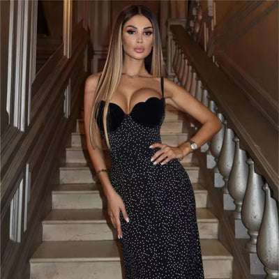 Damen Körperbetontes Maxikleid mit dekorativem Bustier Fudus