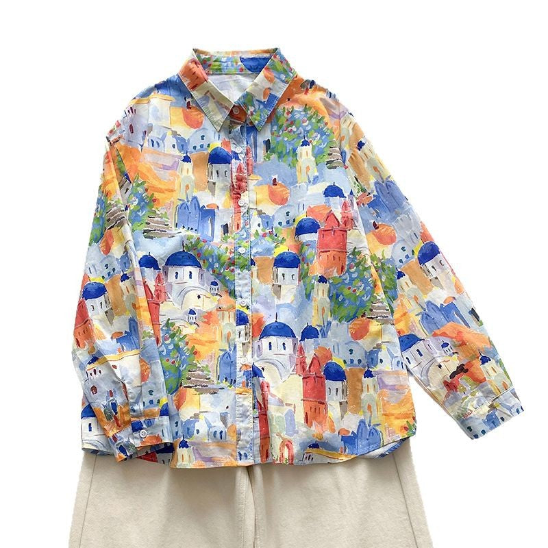 Damen farbenfrohe Kunstbluse Fudus