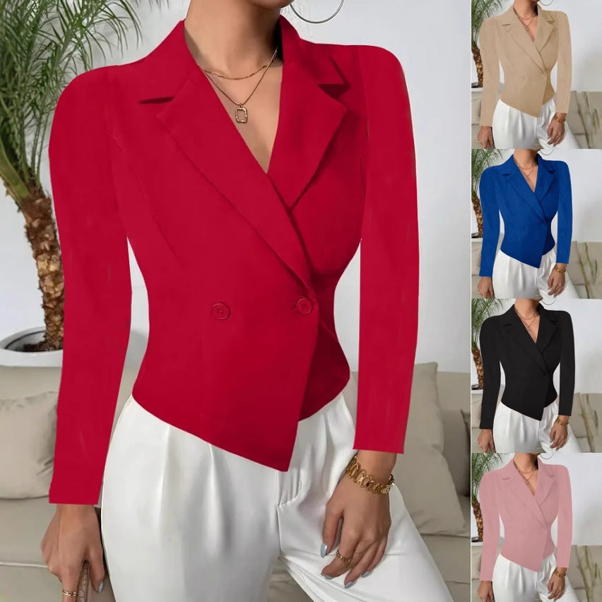 Damen taillierter Blazer mit doppelter Knopfreihe und elegantem Schnitt Fudus