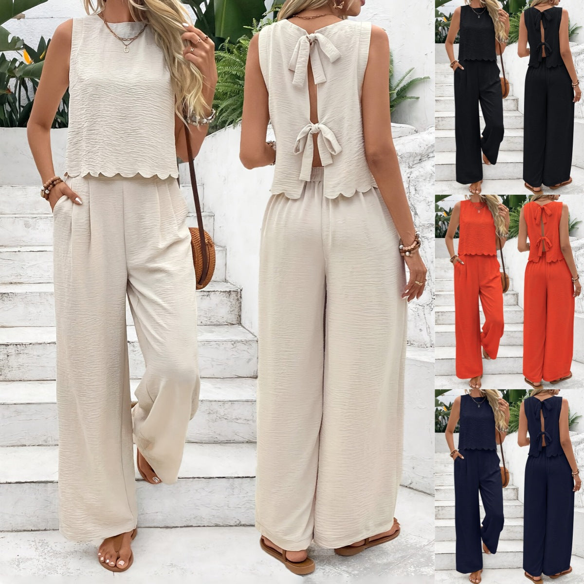 Damen lässiger Jumpsuit mit elegantem Spitzeneinsatz und weitem Bein Fudus