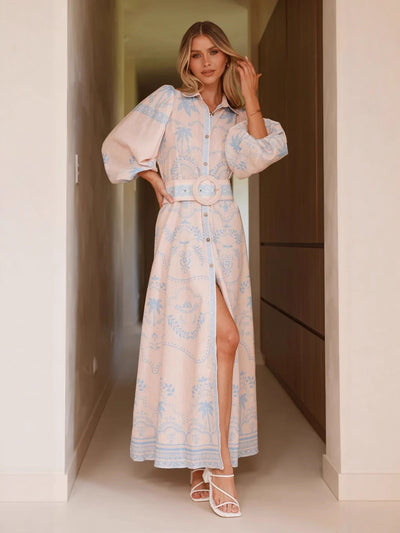 Damen Maxikleid mit romantischem Schnitt und detailverliebt floralem Stickmuster Fudus