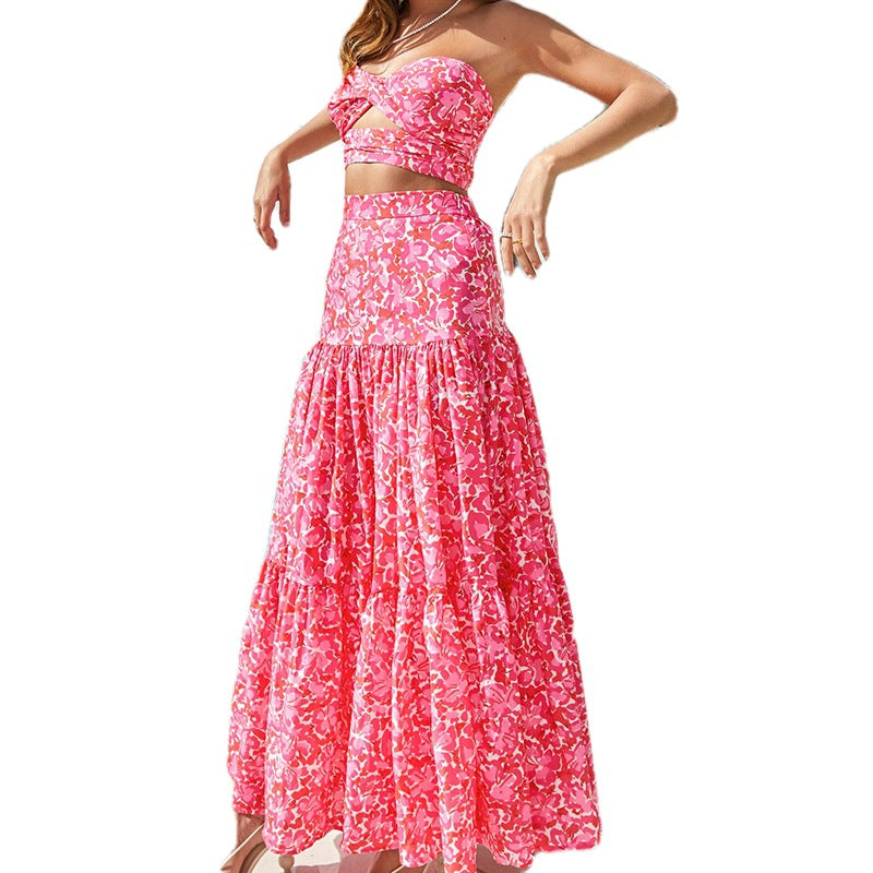 Damen Rock mit voluminösem Schnitt und floralem Design Fudus