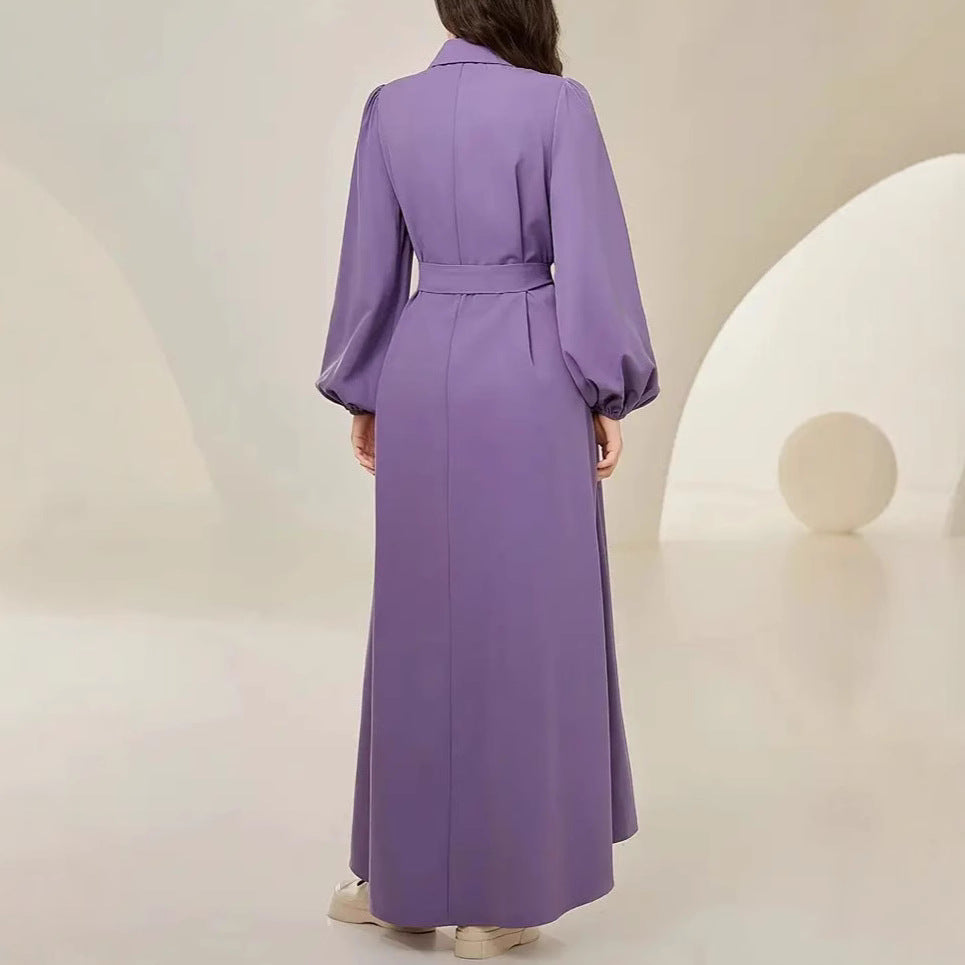 Damen Hemdblusenkleid mit eleganten Puffärmeln Fudus