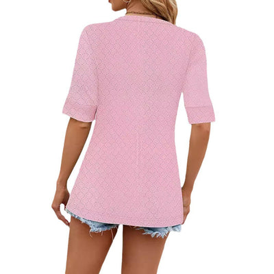 Damen Elegante Strickjacke mit strukturiertem Design und kurzer Arm Fudus