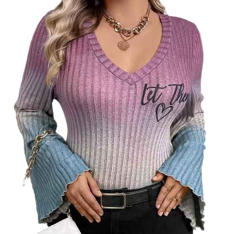 Damen Viskose Oberteil mit modischem V-Ausschnitt und lässigem Rippdesign Fudus