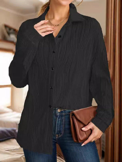 Damen Langärmlige Strickbluse im modernen Rippenmuster Fudus