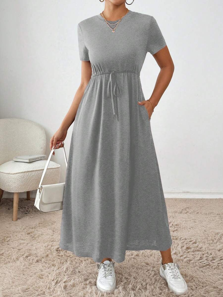 Damen Jerseykleid mit Taillenbindung Fudus