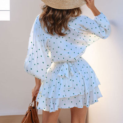 Damen luftiges Minikleid mit Rüschensaum und Lagenlook Fudus