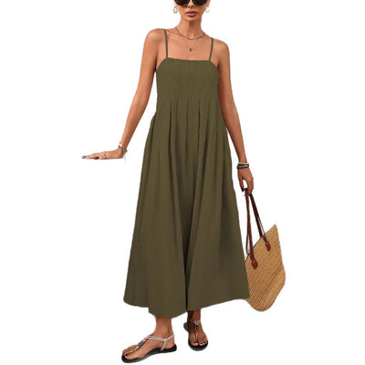 Damen Sommerliches Maxikleid mit feinem Faltenwurf Fudus