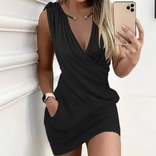 Damen Wickelkleid mit tiefem Ausschnitt Fudus