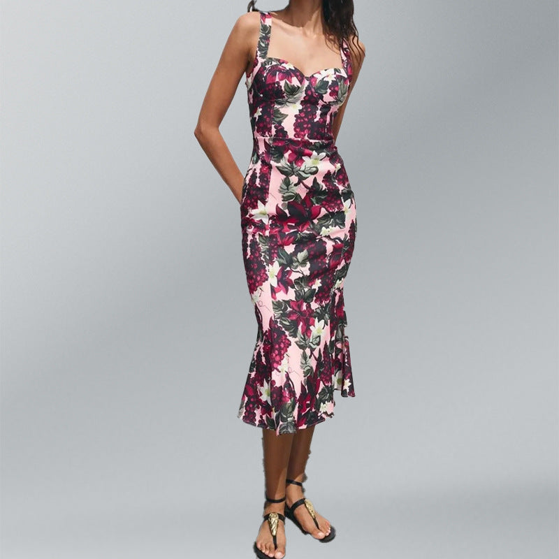 Damen Langarm Kleid mit floralem Design und körperbetontem Schnitt Fudus