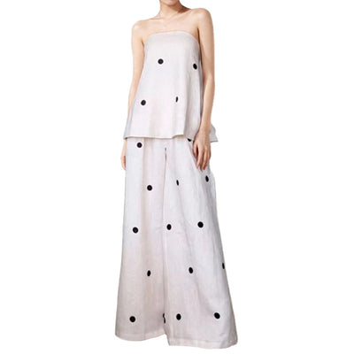 Damen Zweiteiliges Ensemble mit schulterfreiem Top und weitgeschnittenen Hosen Fudus