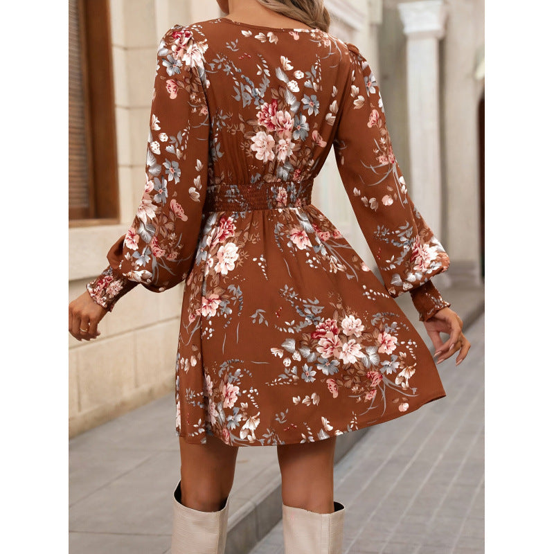 Damen Blumenmuster Wickelkleid Fudus