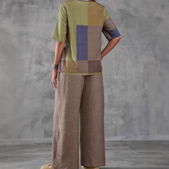 Damen Lässige weite Hose mit modischem Oberteil Fudus