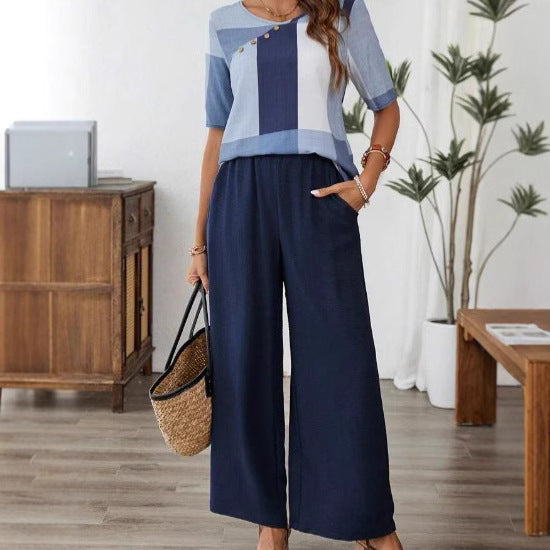 Damen Lässige weite Hose mit modischem Oberteil Fudus