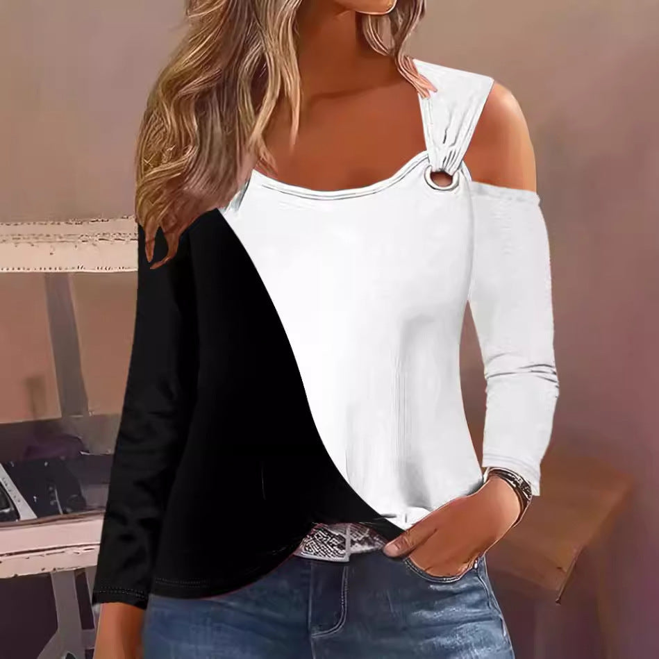 Damen Langarm-Top mit floralen Akzenten Fudus