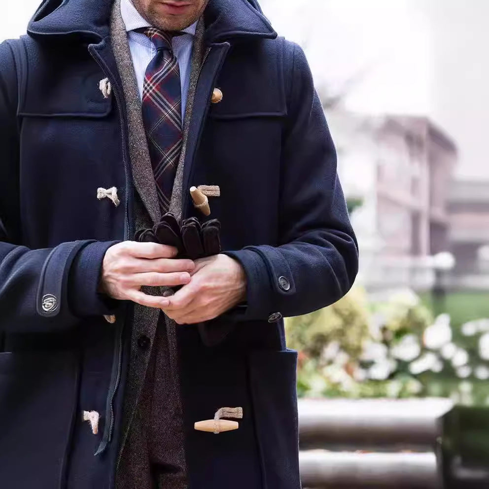 Herren eleganter Dufflecoat aus hochwertiger Wolle Aliams