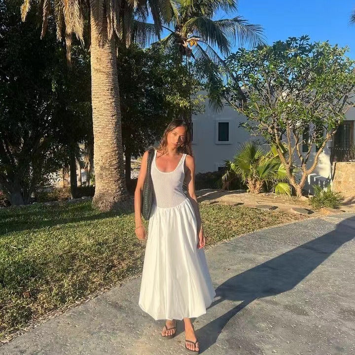 Damen Midi-Kleid mit atmungsaktivem Oberteil und elegantem, ausgestellt Rock Fudus