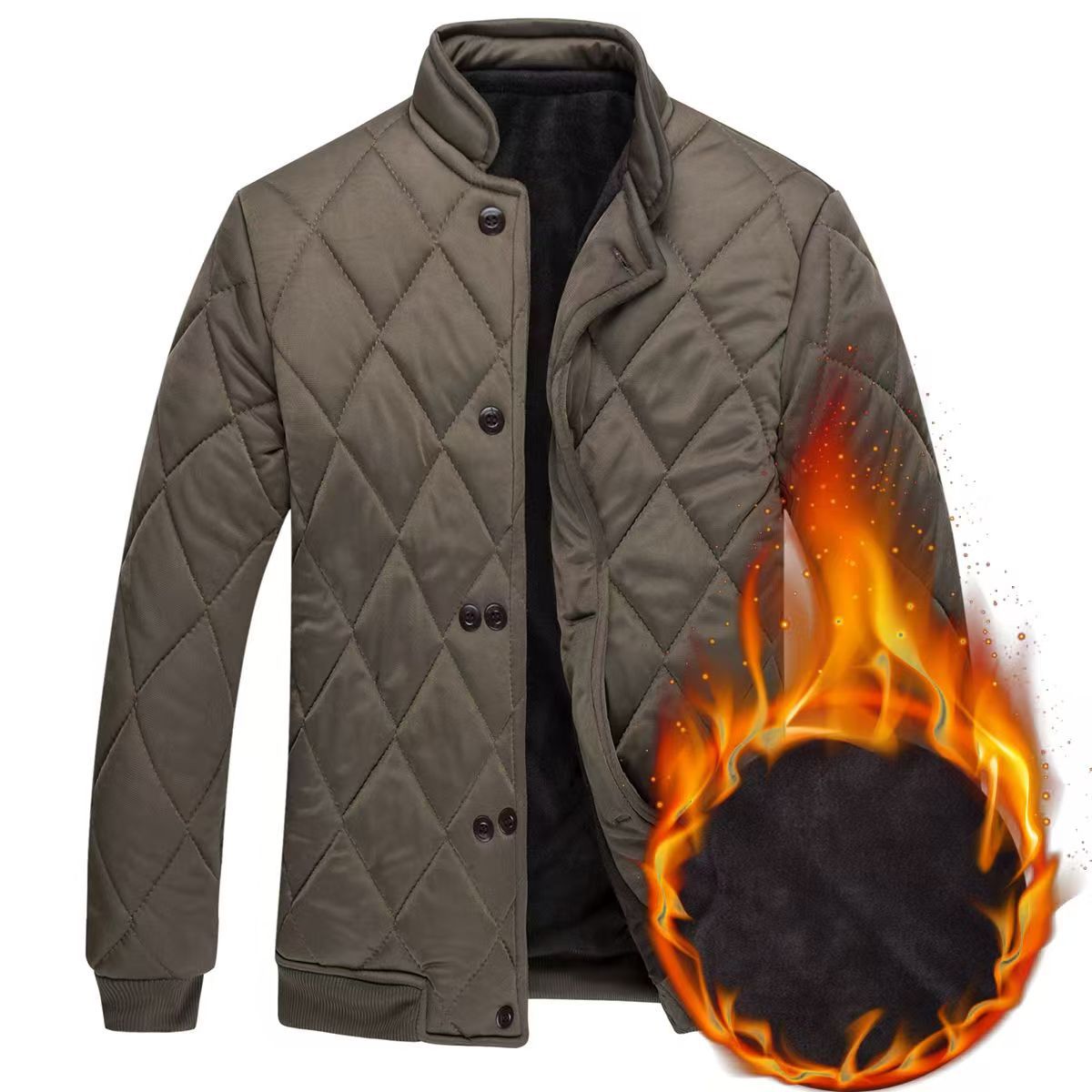 Herren gefütterte Steppjacke mit hohem Kragen und praktischen Taschen Aliams