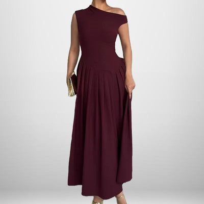 Damen asymmetrisches Wickelkleid mit Falten und edlem Design Fudus