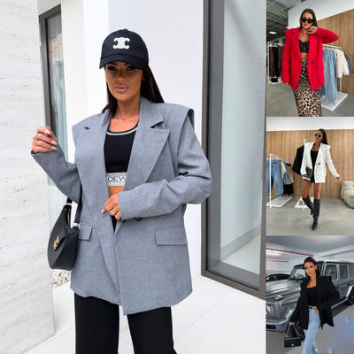 Damen oversized Blazerjacke mit strukturiertem Schnitt und lässigem Stil Fudus