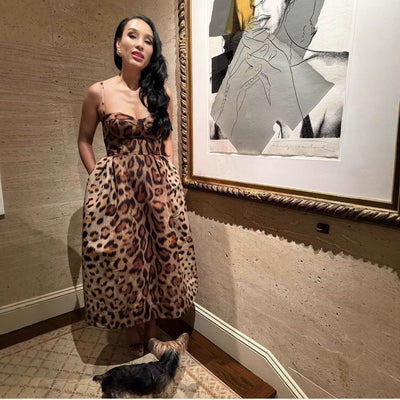 Damen Maxikleid mit ausgefallenem Leopardenmuster Fudus