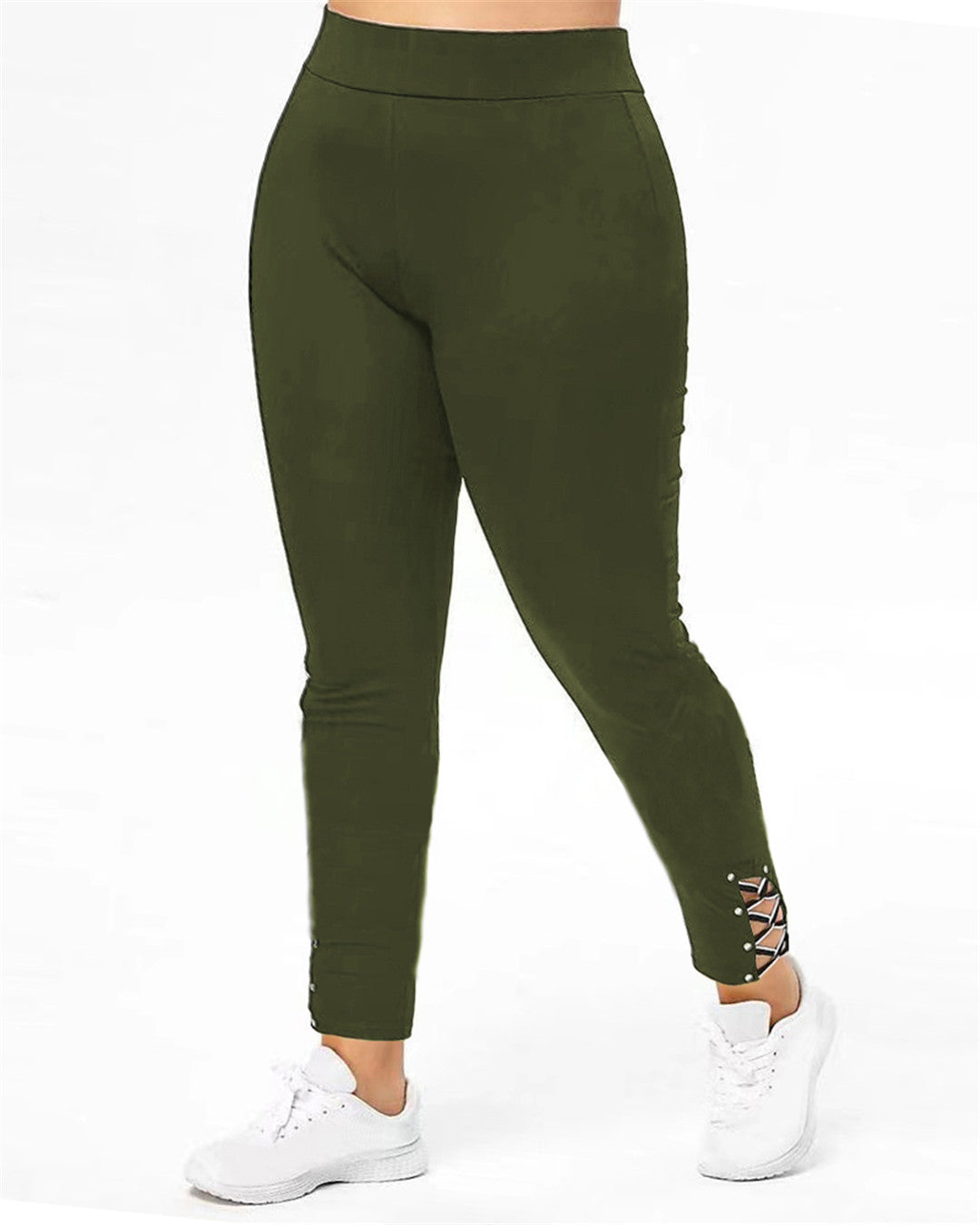 Damen Leggings mit dekorativem Schnitt und hohem Bund Fudus