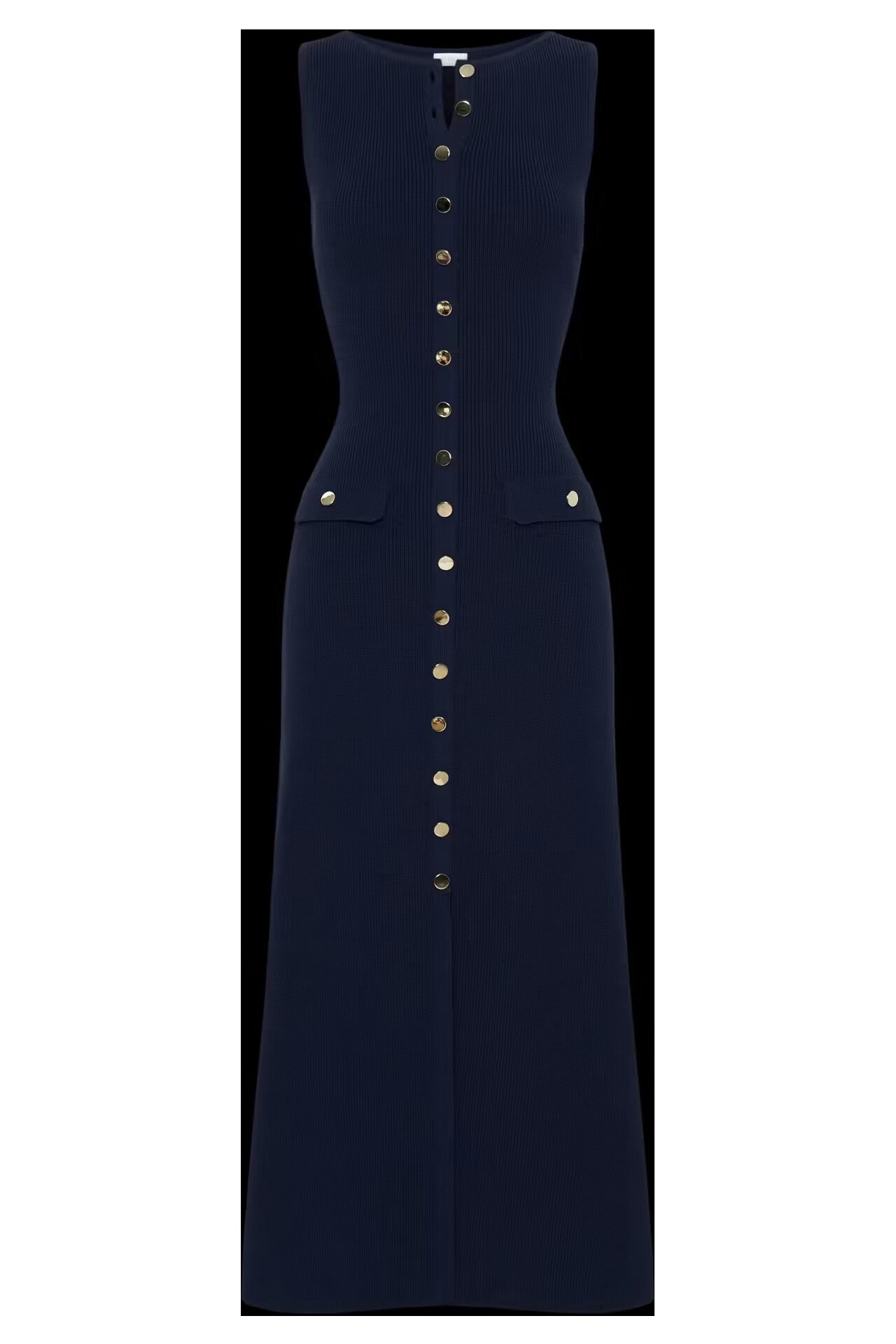 Damen Maxikleid mit knöpfen und Taschen Fudus