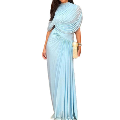 Damen Maxikleid mit raffiniertem Drapierungsdesign und schickem asymmetrischem Ausschnitt Fudus