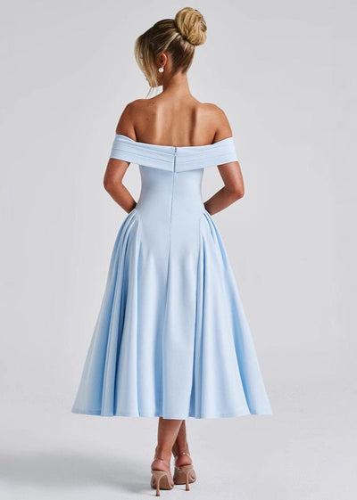 Cleane | Kleid mit entblößten Schultern Ausgestellt Midi