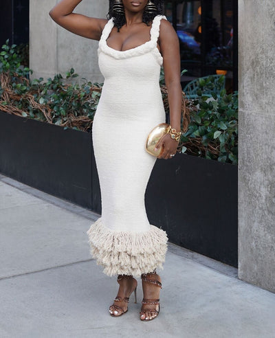 Damen Strickkleid mit dekorativem Saum Fudus